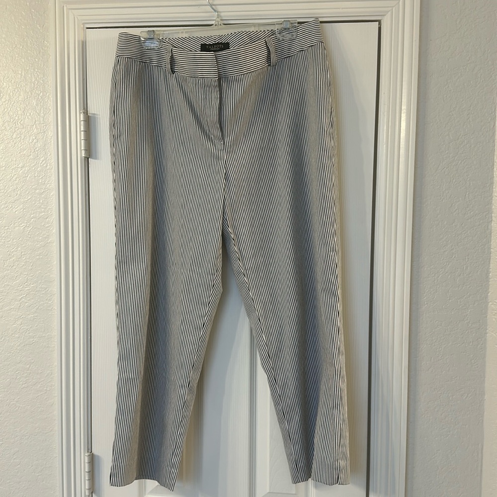 Talbots Black White Capri Dress Pants 14